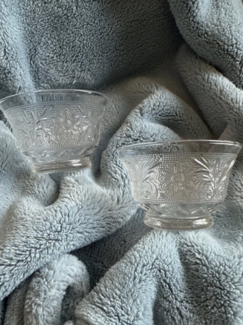 Anchor Hocking Clear Sandwich Glass Dessert Dish Berry Bowl Custard Cup Set of 2